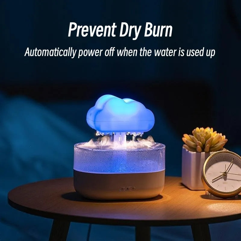 Rain Cloud Night Light Humidifier With Raining Water Drop Sound And 7 Color Led Light Essential Oil Diffuser Aromatherapy
