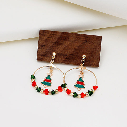 Cartoon Christmas Series Earrings Santa Gifts