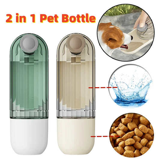 2 In 1 Pet Water Cup Segment Design Green Dog Walking Portable Drinking Cup Dog Feeding Supplies